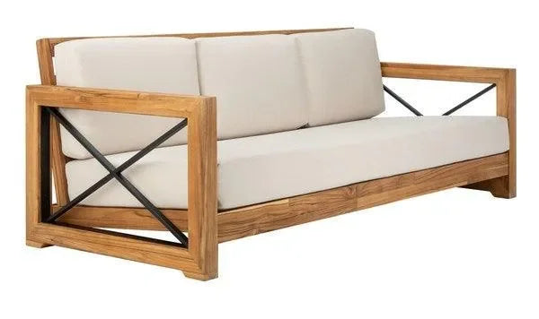 Curacao Teak Wood Outdoor Sofa in Natural - The Mayfair Hall