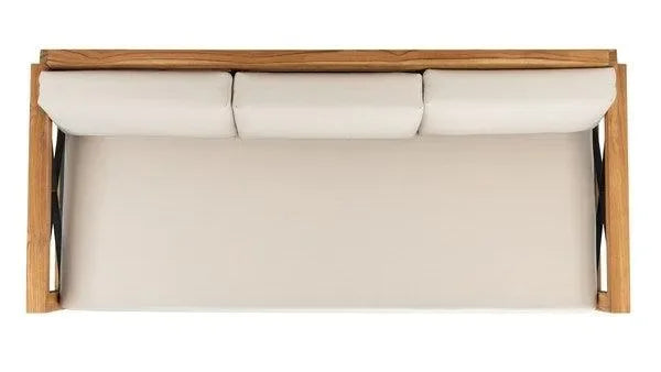 Curacao Teak Wood Outdoor Sofa in Natural - The Mayfair Hall