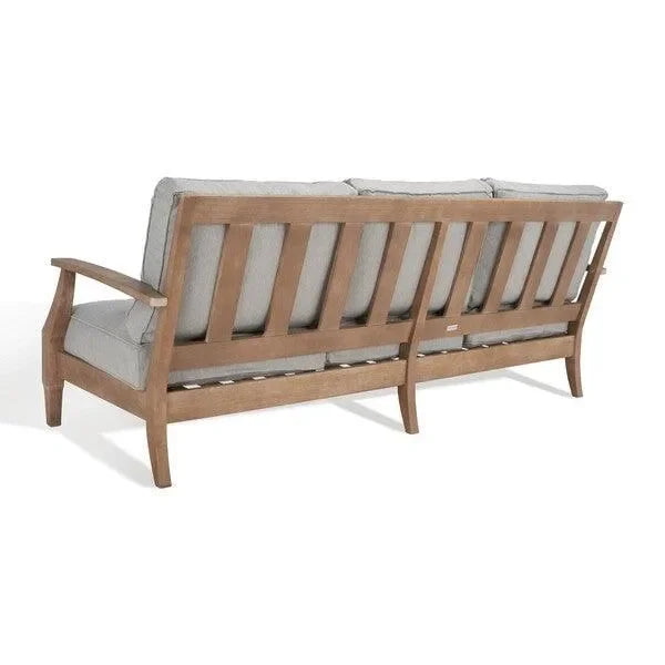 Martinique Wood Patio Sofa in Natural and Gray - The Mayfair Hall