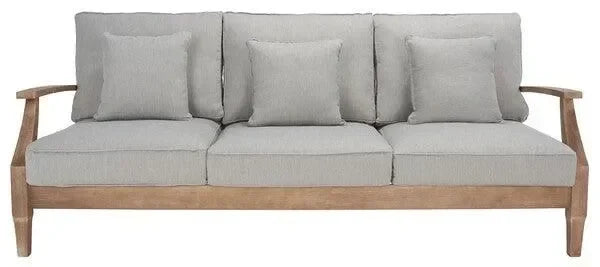 Martinique Wood Patio Sofa in Natural and Gray - The Mayfair Hall