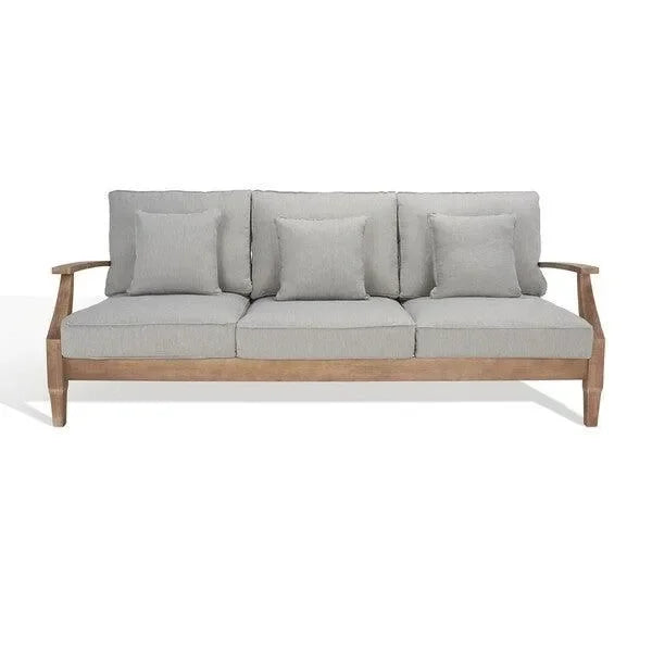 Martinique Wood Patio Sofa in Natural and Gray - The Mayfair Hall