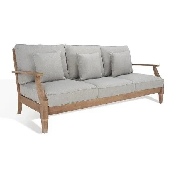 Martinique Wood Patio Sofa in Natural and Gray - The Mayfair Hall