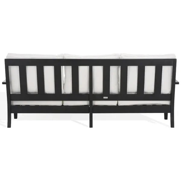 Martinique Wood Patio Sofa in Black/White with Cushion - The Mayfair Hall