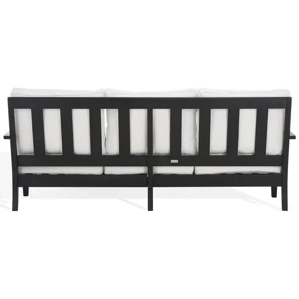 Martinique Wood Patio Sofa in Black/White with Cushion - The Mayfair Hall