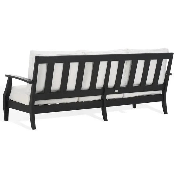 Martinique Wood Patio Sofa in Black/White with Cushion - The Mayfair Hall