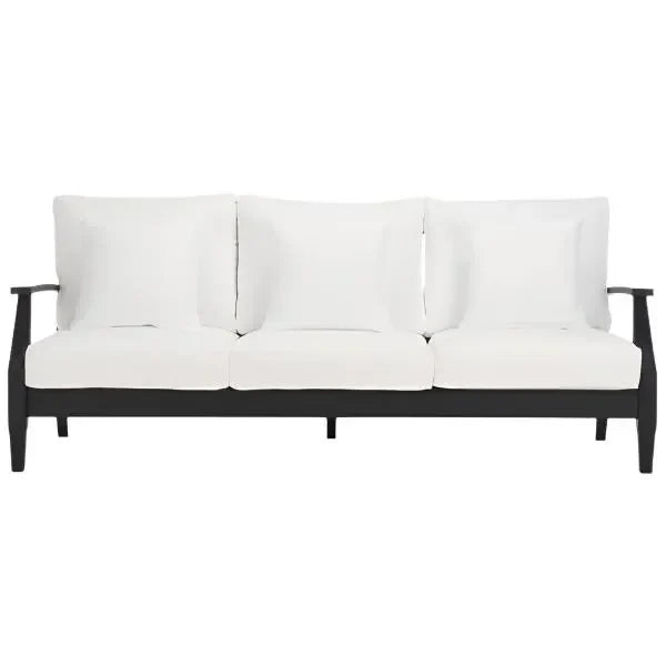 Martinique Wood Patio Sofa in Black/White with Cushion - The Mayfair Hall