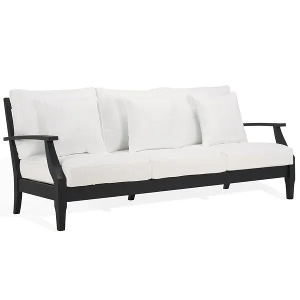 Martinique Wood Patio Sofa in Black/White with Cushion - The Mayfair Hall