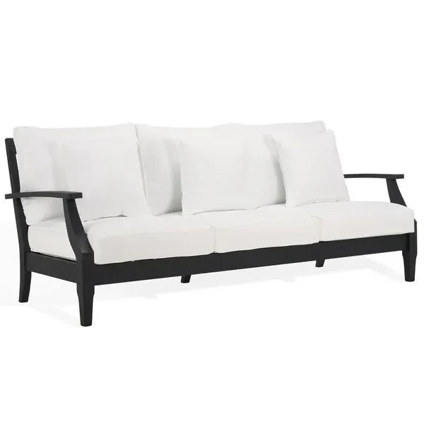 Martinique Wood Patio Sofa in Black/White with Cushion - The Mayfair Hall