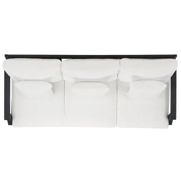 Martinique Wood Patio Sofa in Black/White with Cushion - The Mayfair Hall
