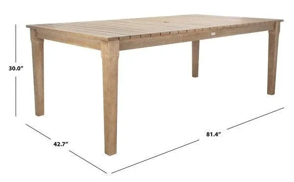 Dominica Wooden Outdoor Dining Table in Natural - The Mayfair Hall
