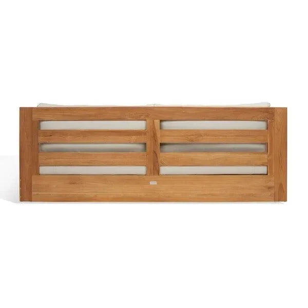 Kauai Teak Wood Patio Sofa in Natural and Beige - The Mayfair Hall