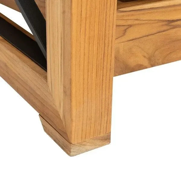 Andros Teak Wood Patio Chair in Natural and Beige - The Mayfair Hall