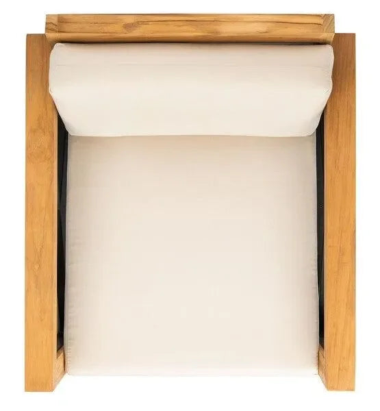 Andros Teak Wood Patio Chair in Natural and Beige - The Mayfair Hall