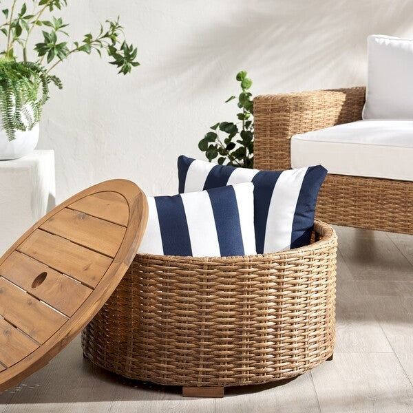 Anguilla Wicker Storage Outdoor Coffee Table in Natural