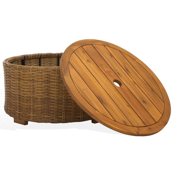 Anguilla Wicker Storage Outdoor Coffee Table in Natural