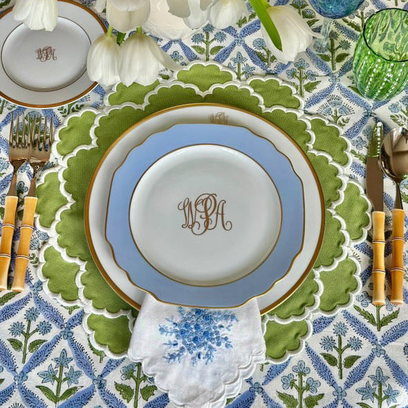 CRESSIDA GREEN ROUND FABRIC PLACEMAT