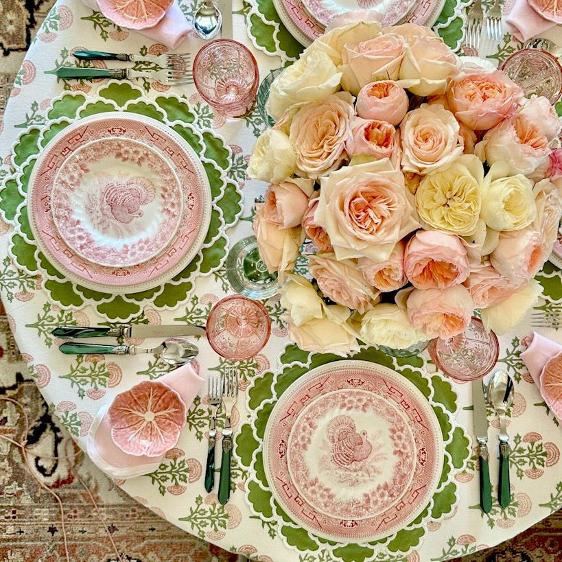 CRESSIDA GREEN ROUND FABRIC PLACEMAT