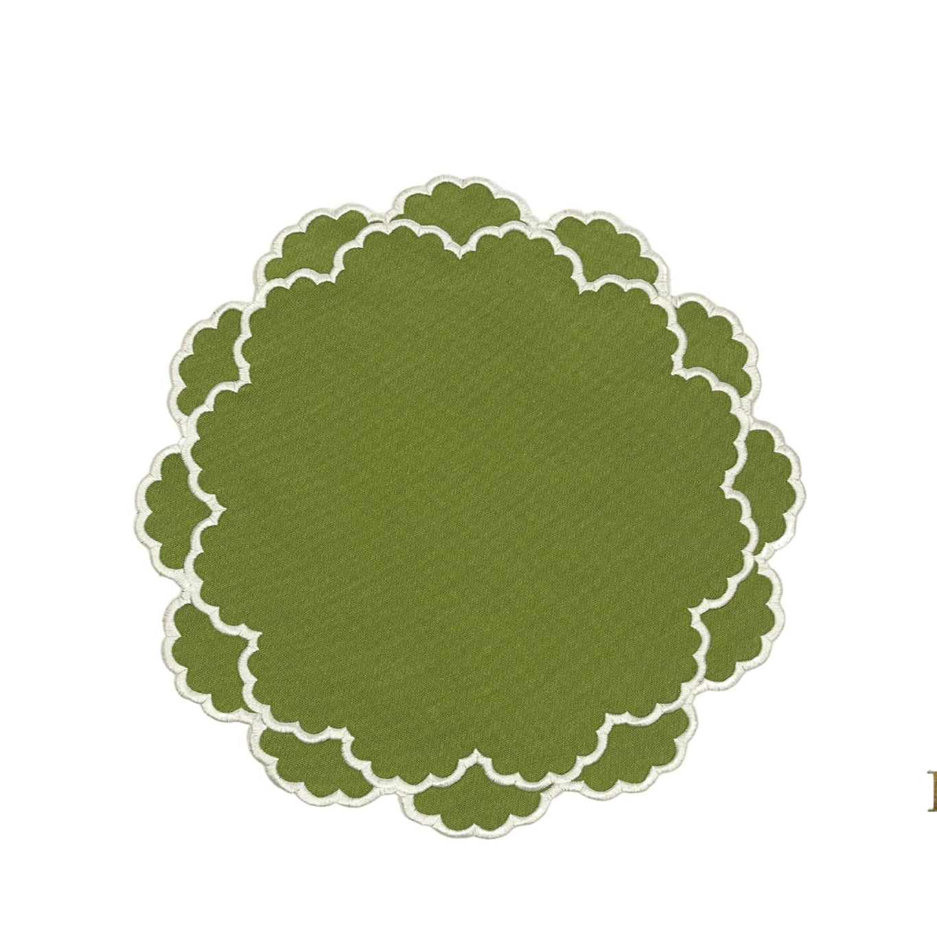 CRESSIDA GREEN ROUND FABRIC PLACEMAT (Set Of 4)