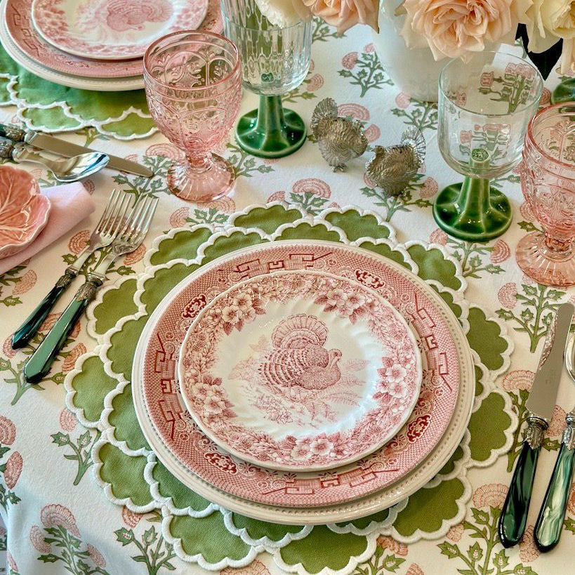 CRESSIDA GREEN ROUND FABRIC PLACEMAT