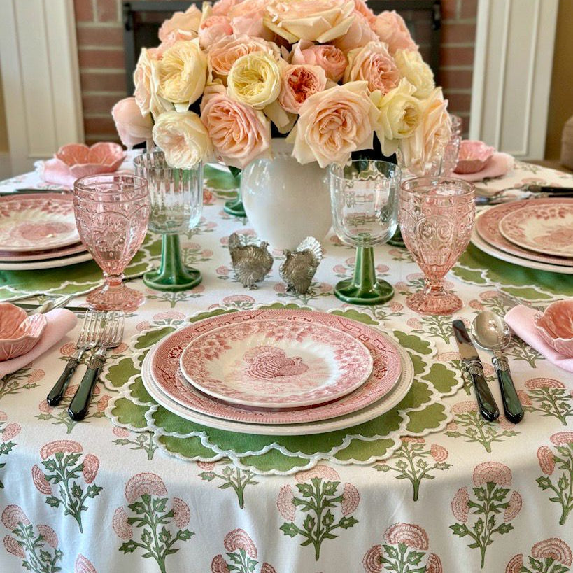 CRESSIDA GREEN ROUND FABRIC PLACEMAT (Set Of 4)