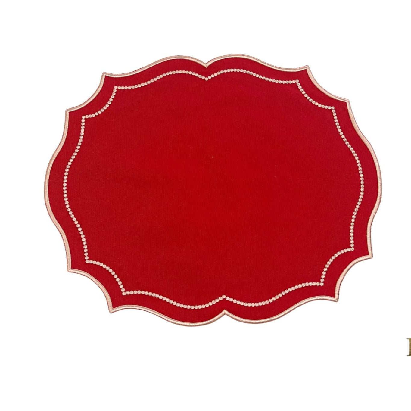 CRIMSON RED OVAL FABRIC PLACEMAT (Set Of 4)