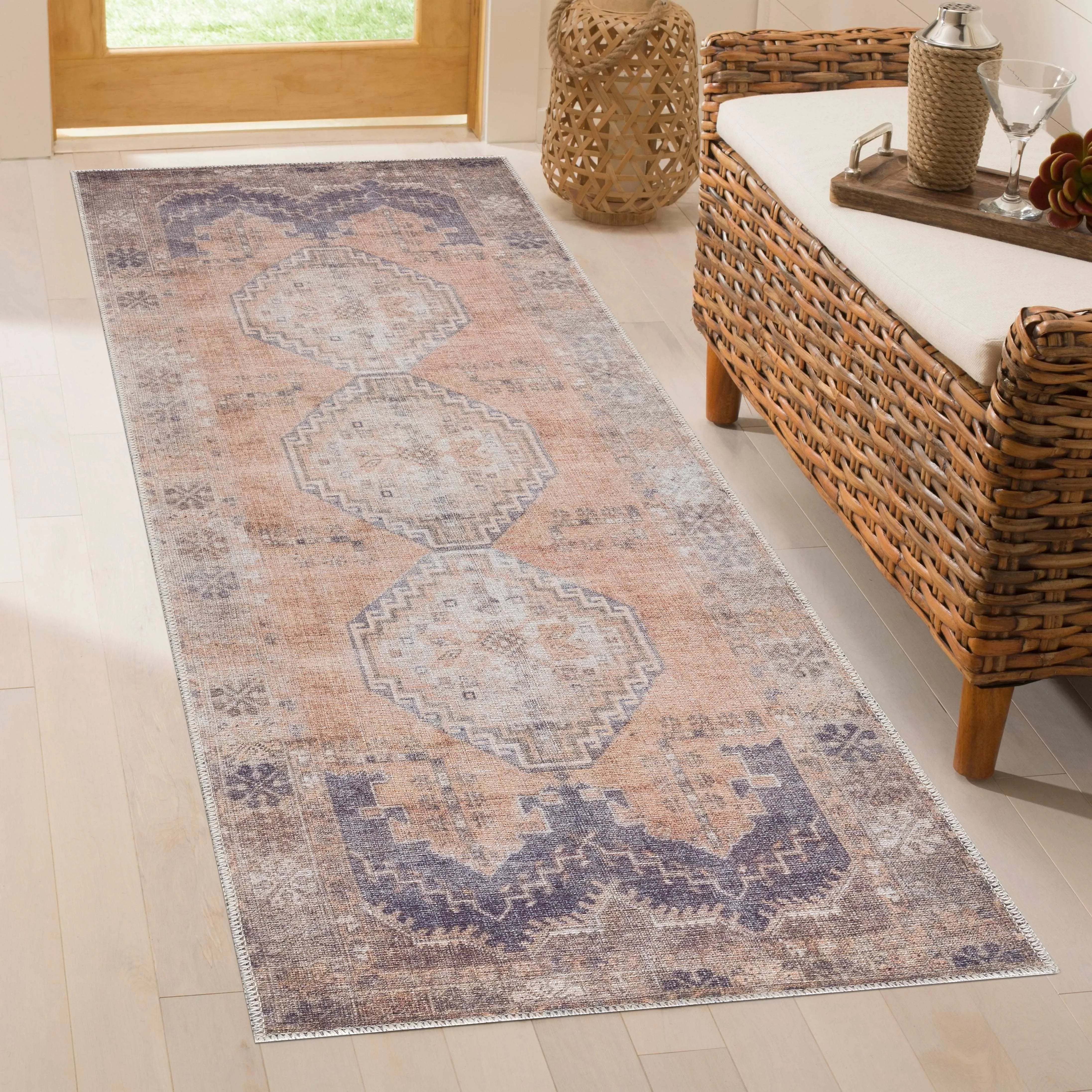 Carrabelle Peach Washable Area Rug - Clearance - The Mayfair Hall