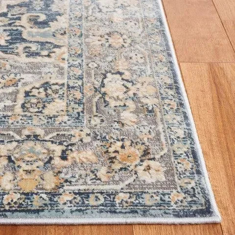 Cosmopolitan Polyester Rug in Cream and Blue - The Mayfair Hall