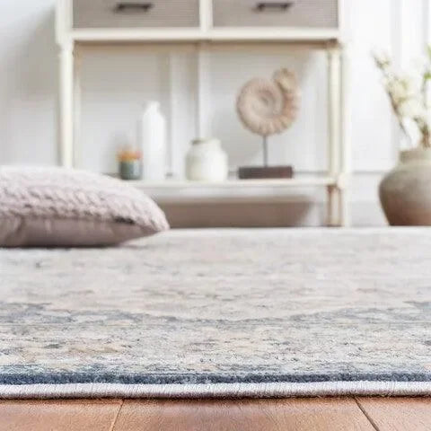 Cosmopolitan Polyester Rug in Cream and Blue - The Mayfair Hall