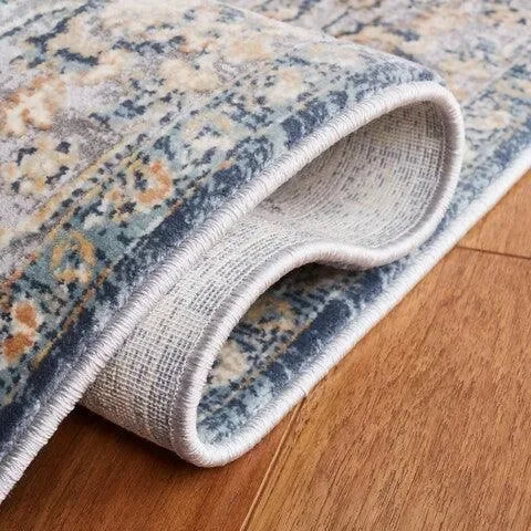 Cosmopolitan Polyester Rug in Cream and Blue - The Mayfair Hall
