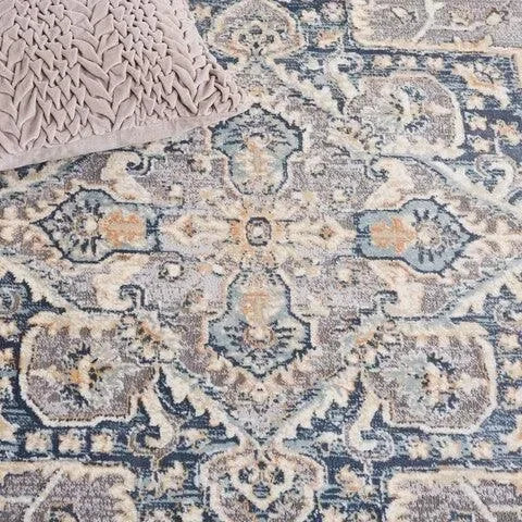 Cosmopolitan Polyester Rug in Cream and Blue - The Mayfair Hall