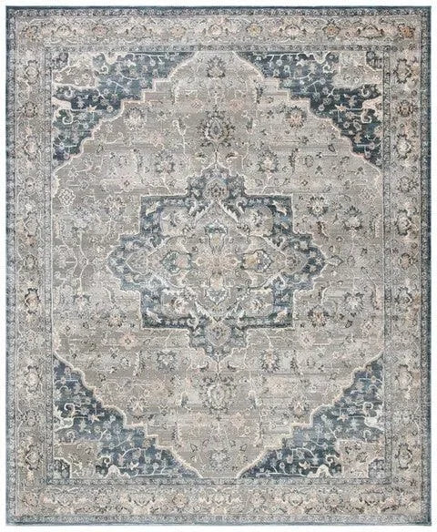 Cosmopolitan Polyester Rug in Cream and Blue - The Mayfair Hall