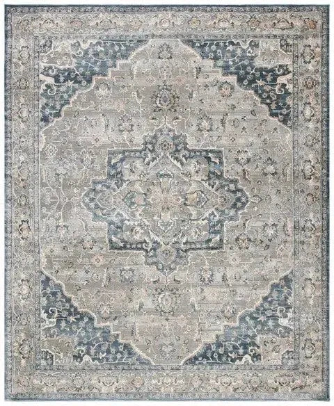 Cosmopolitan Polyester Rug in Cream and Blue - The Mayfair Hall