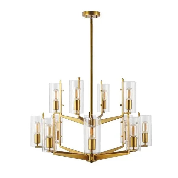 Jennica Glass Chandelier with Gold Frame - The Mayfair Hall