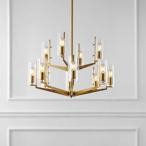 Jennica Glass Chandelier with Gold Frame - The Mayfair Hall