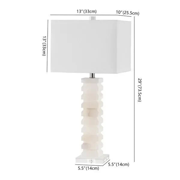 Anita Alabaster Table Lamp in White with Crystal Pedestal Base - The Mayfair Hall