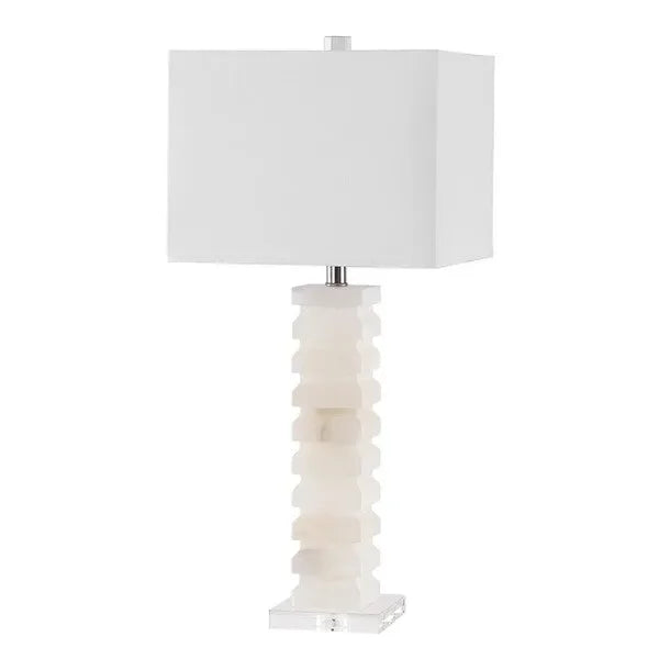 Anita Alabaster Table Lamp in White with Crystal Pedestal Base - The Mayfair Hall