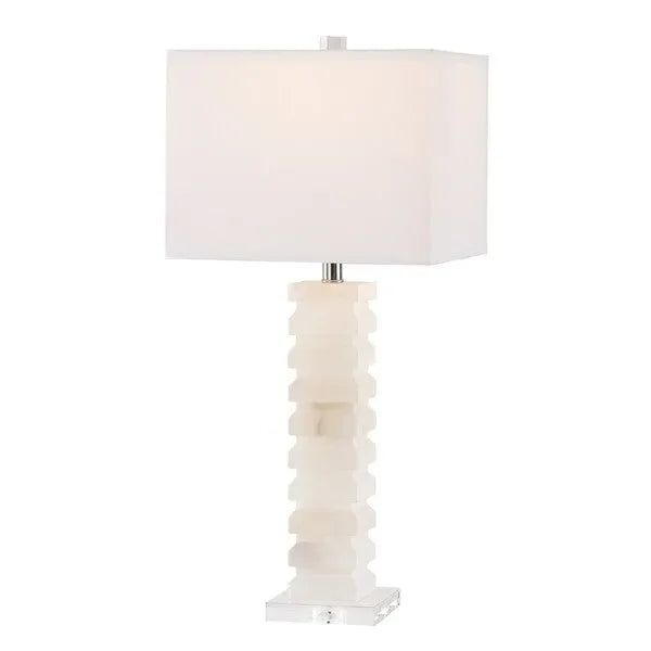 Anita Alabaster Table Lamp in White with Crystal Pedestal Base - The Mayfair Hall