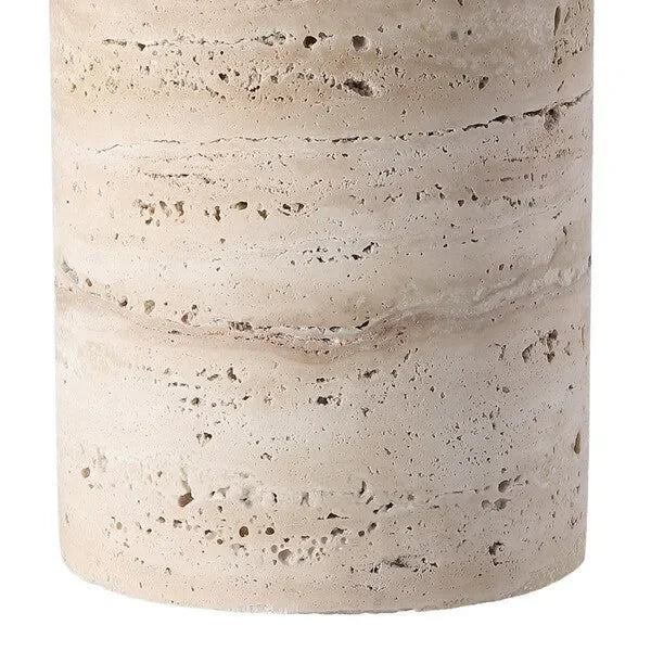 Rynetta Travertine Table Lamp in White with Dimmer Switch - The Mayfair Hall