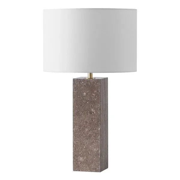 Feliciano Travertine Table Lamp in White with Dimmer Switch - The Mayfair Hall