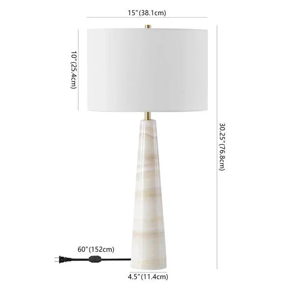 Ismeralda Jade Stone Table Lamp in Off White with Dimmer Switch - The Mayfair Hall