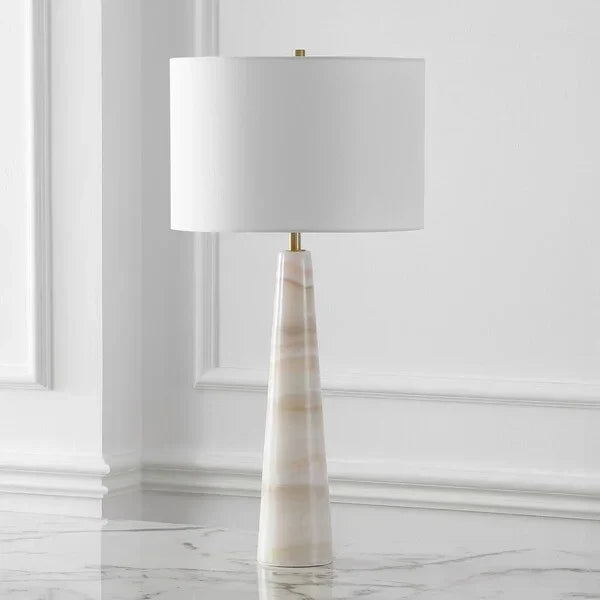 Ismeralda Jade Stone Table Lamp in Off White with Dimmer Switch - The Mayfair Hall