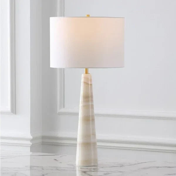 Ismeralda Jade Stone Table Lamp in Off White with Dimmer Switch - The Mayfair Hall
