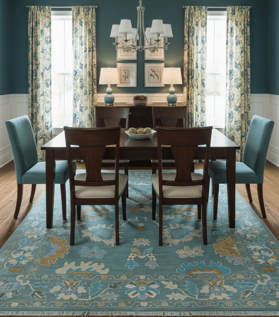 Custom Made Antique Blue Traditional Oushak Design Hand Knotted Wool Area Rug