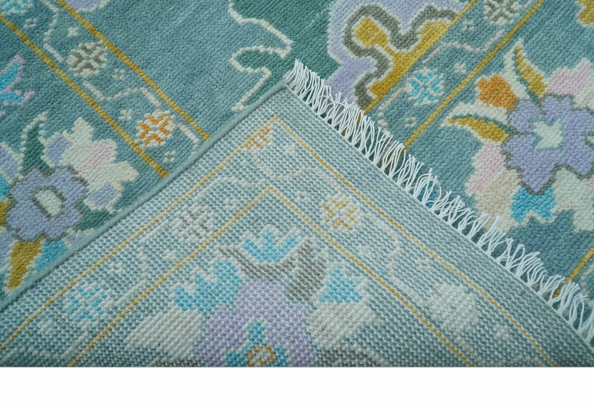 Custom Made Antique Blue Traditional Oushak Design Hand Knotted Wool Area Rug
