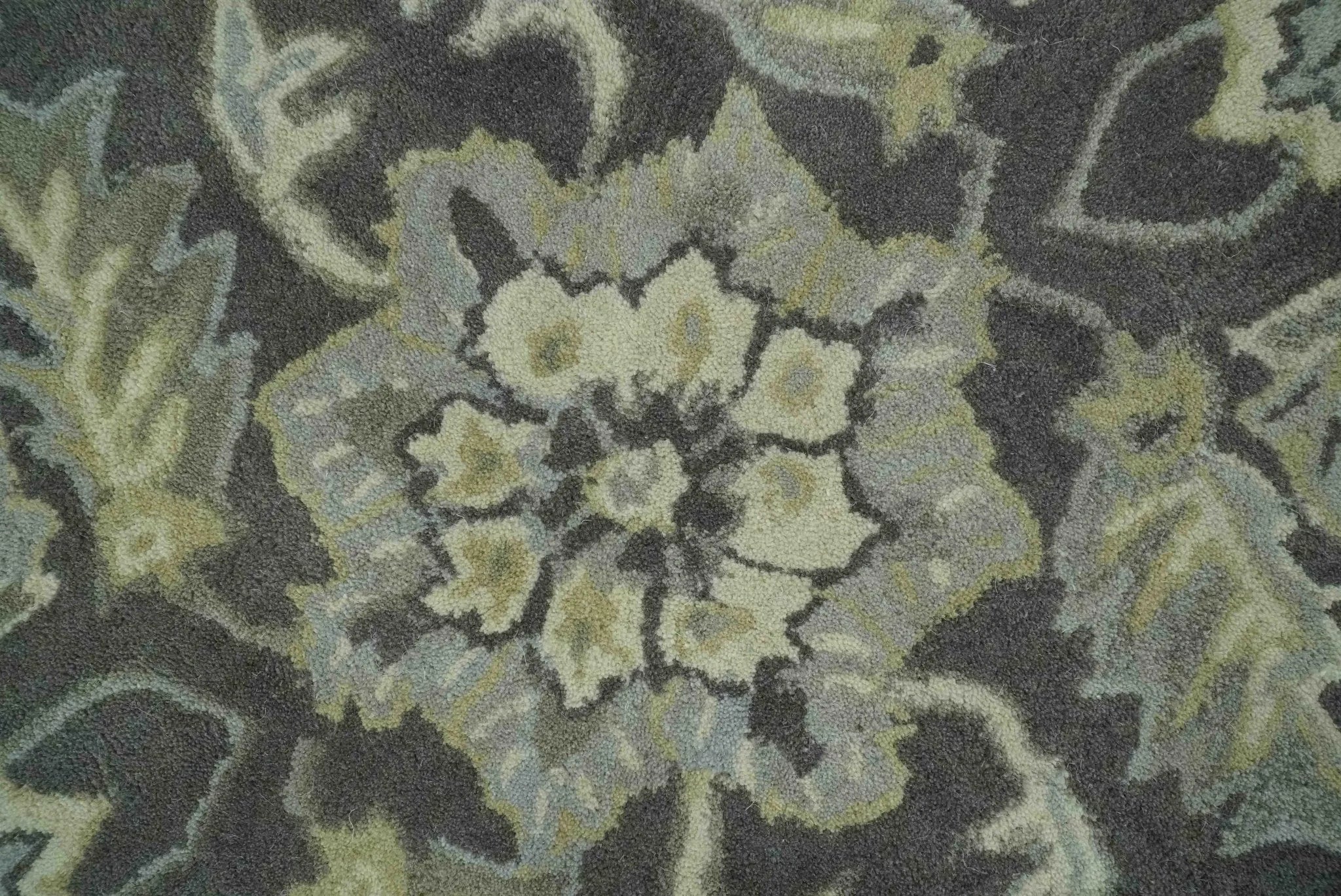 Custom Made Antique Design Charcoal and Beige Traditional Floral Hand Tufted rug - The Rug Decor