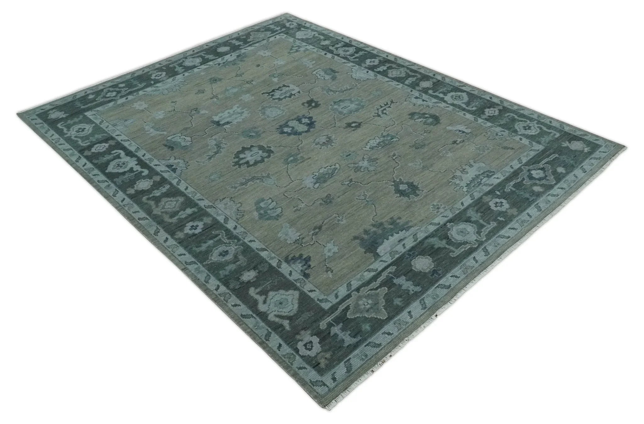 Custom Made Antique look Gray, Charcoal and silver Oriental Oushak wool Area Rug - The Mayfair Hall