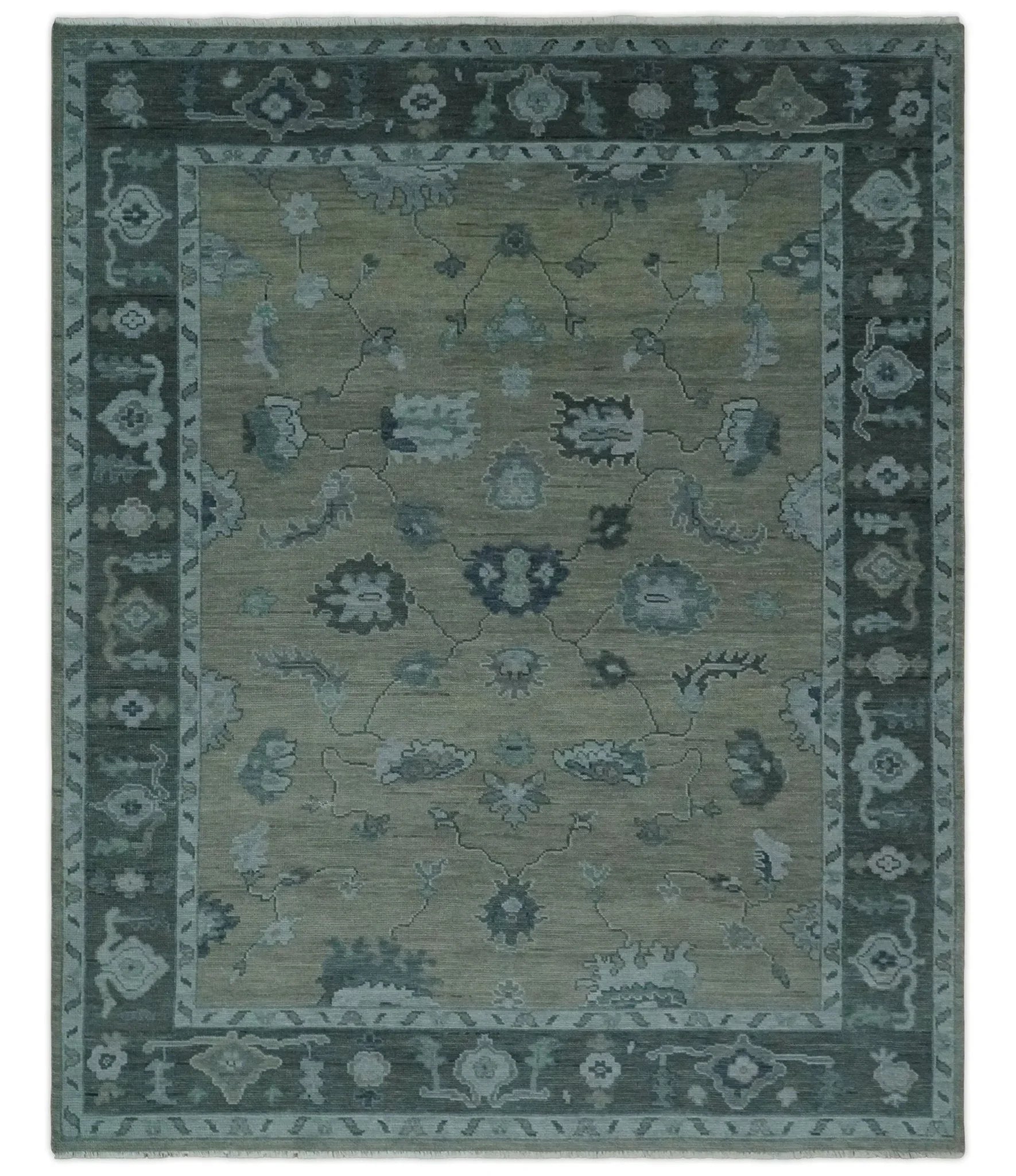 Custom Made Antique look Gray, Charcoal and silver Oriental Oushak wool Area Rug - The Mayfair Hall