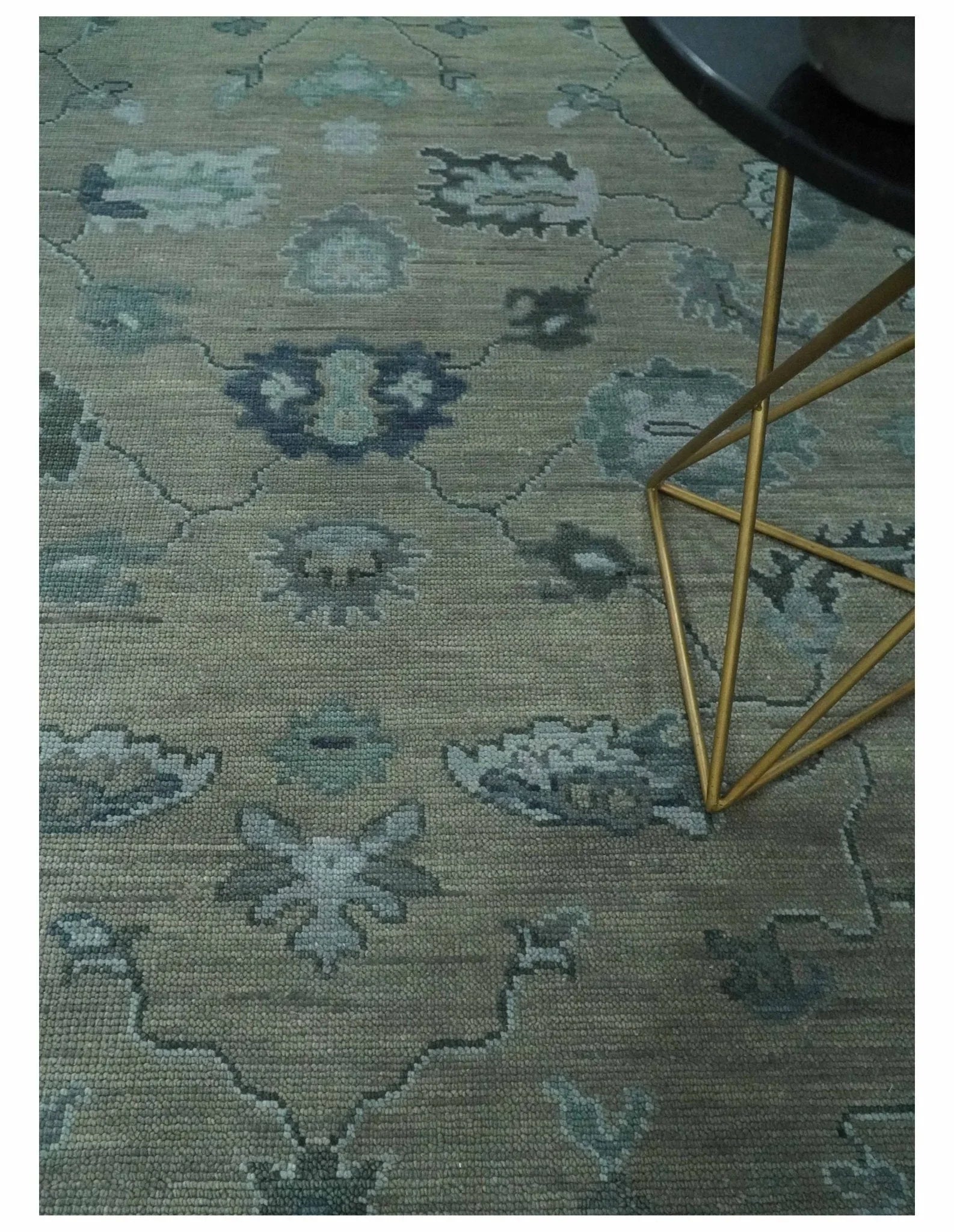 Custom Made Antique look Gray, Charcoal and silver Oriental Oushak wool Area Rug - The Mayfair Hall