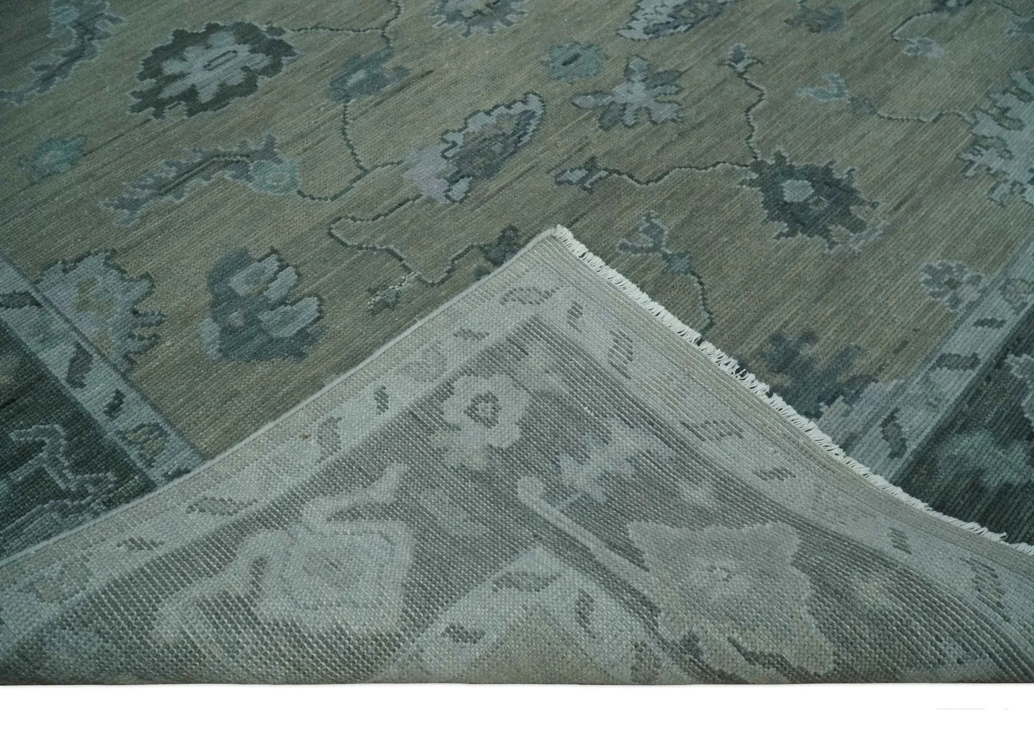 Custom Made Antique look Gray, Charcoal and silver Oriental Oushak wool Area Rug - The Mayfair Hall