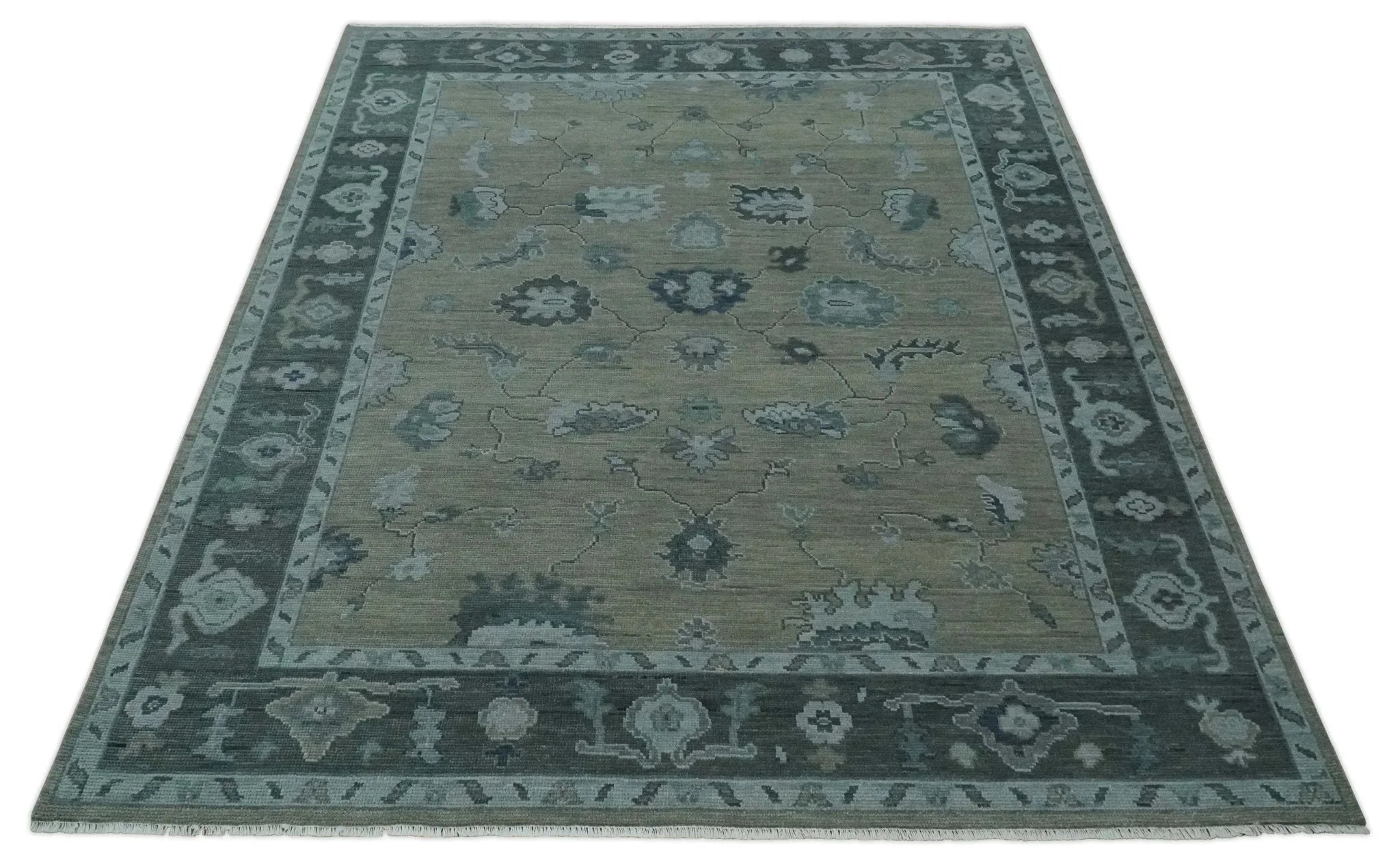 Custom Made Antique look Gray, Charcoal and silver Oriental Oushak wool Area Rug - The Mayfair Hall